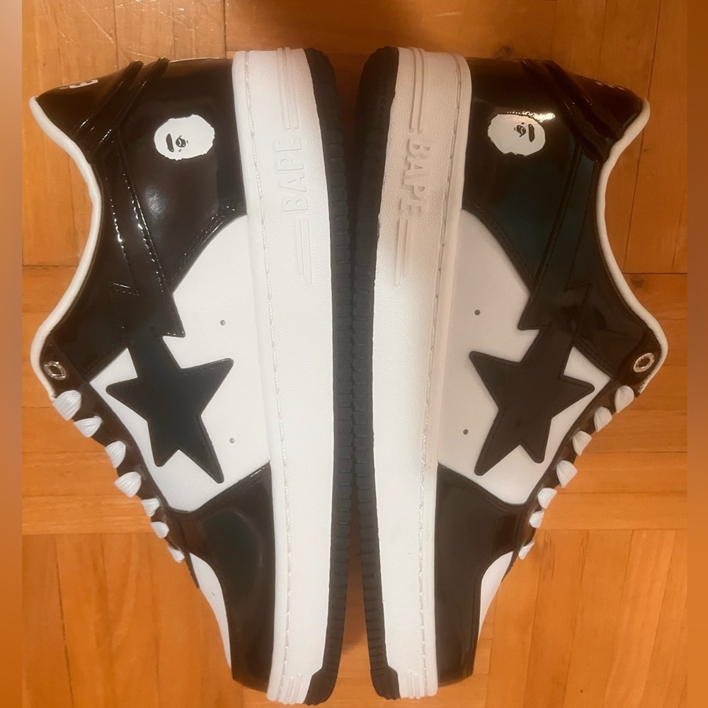 Bapesta paten leather black/white